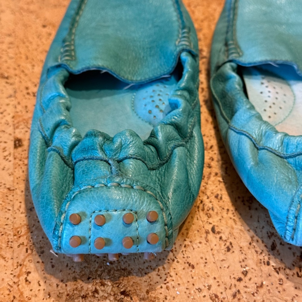 New Chocolat Blu Tara Leather Moccasin Loafer Teal Women’s Shoes Size 9 - Picture 11 of 15